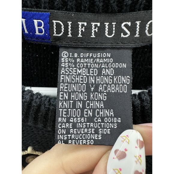 IB Diffusion Womens Sweater Size Large Black Textured Beaded Knit Vintage - Picture 6 of 12